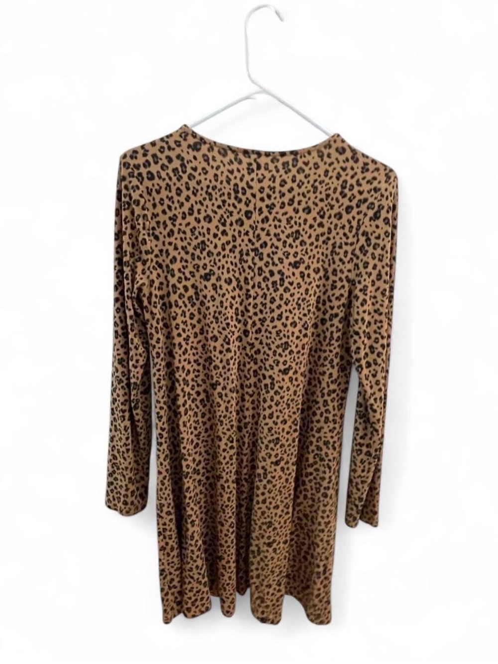 Leopard Print Long Sleeve Swing Dress - Brown